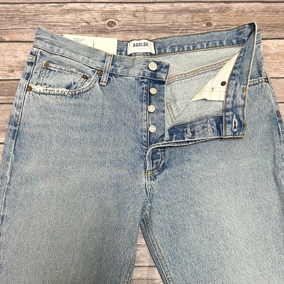 Agolde Curio Light Wash Mid Rise Relaxed Boot Cut Off Distressed Jeans 30 NWT - Picture 4 of 13